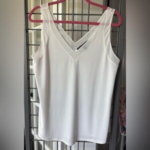 White House Black Market White V-Neck Tank Top